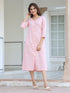 Pink Cotton Solid A-line Dress