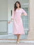 Pink Cotton Solid A-line Dress