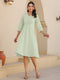Mint Green Cotton Solid A-line Dress