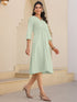 Mint Green Cotton Solid A-line Dress