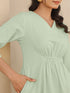Mint Green Cotton Solid A-line Dress