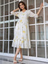 White Georgette Floral Printed Tiered Dress