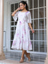 White Georgette Floral Printed Fit & Flare Dress