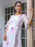 White Georgette Floral Printed Fit & Flare Dress