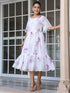 White Georgette Floral Printed Fit & Flare Dress