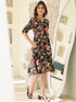 Black Rayon Floral Printed A-line Dress