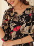 Black Rayon Floral Printed A-line Dress