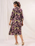 Janasya Women's Purple Rayon Floral Printed A line Dress