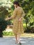 Yellow Pure Cotton Floral Printed A-line Dress