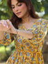 Yellow Pure Cotton Floral Printed A-line Dress