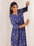 Janasya Women's Blue Georgette Floral Printed A line Dress