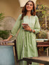 Light Green Pure Cotton Embroidered A-line Kurta Pant Set