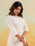 Janasya Women's Off White Pure Cotton Embroidered Straight Kurta Pant Set