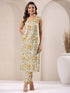 White Pure Cotton Floral Printed Straight Kurta Set