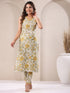 White Pure Cotton Floral Printed Straight Kurta Set