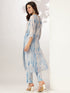 Blue Silk Blend Tie & Dye Yoke Embroidered Straight Kurta Pant Set