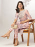Peach Silk Blend Tie & Dye Yoke Embroidered Straight Kurta Pant Set