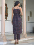 Navy Blue Pure Cotton Ethnic Motifs Printed A-line Kurta Set