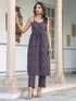 Navy Blue Pure Cotton Ethnic Motifs Printed A-line Kurta Set