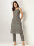 Multicolour Pure Cotton Ethnic Motifs Printed Straight Kurta Pant Set
