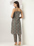 Multicolour Pure Cotton Ethnic Motifs Printed Straight Kurta Pant Set