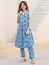Indigo Pure Cotton Floral Printed A-line Kurta Set