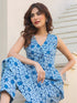 Indigo Pure Cotton Floral Printed A-line Kurta Set
