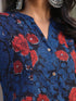 Navy Blue Pure Cotton Floral Printed A-line Kurta Pant Set
