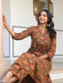 Brown Pure Cotton Ethnic Motifs Printed A-line Kurta Pant Set