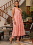Coral Pure Cotton Floral Printed A-line Kurta Pant Set