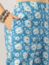 Blue Pure Cotton Floral Printed Straight Kurta Pant Set