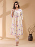 Cream Pure Cotton Floral Printed A-line Kurta Set