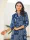 Indigo Pure Cotton Ethnic Motifs Printed Straight Kurta Pant Set