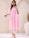 Baby Pink Dobby Chiffon Self Design A-Line Kurta