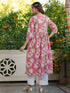 Pink Pure Cotton Floral Printed A-line Kurta