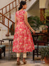 Pink Pure Cotton Floral Printed A-line Kurta
