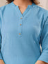 Light Blue Cotton Solid Straight Kurta