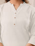 Off White Cotton Solid Straight Kurta