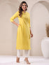 Yellow Cotton Solid Straight Kurta