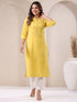 Yellow Cotton Solid Straight Kurta