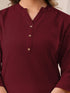 Maroon Cotton Solid Straight Kurta