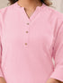 Pink Cotton Solid Straight Kurta