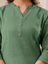 Green Cotton Solid Straight Kurta