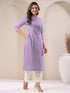 Lavender Cotton Solid Straight Kurta