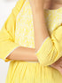 Janasya Women's Yellow Pure Cotton Yoke Embroidered A-line Kurta