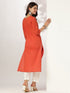 Janasya Women's Rust Pure Cotton Yoke Embroidered Straight Kurta