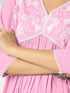 Janasya Women's Light Pink Pure Cotton Yoke Embroidered A-line Kurta