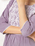 Janasya Women's Lavender Pure Cotton Yoke Embroidered A-line Kurta