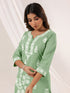 Janasya Women's Light Green Pure Cotton Embroidered Straight Kurta