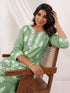 Janasya Women's Light Green Pure Cotton Embroidered Straight Kurta